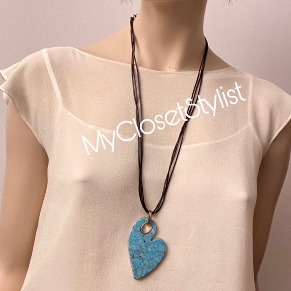 RLM Robert Lee Morris Turquoise Heart Necklace NEW